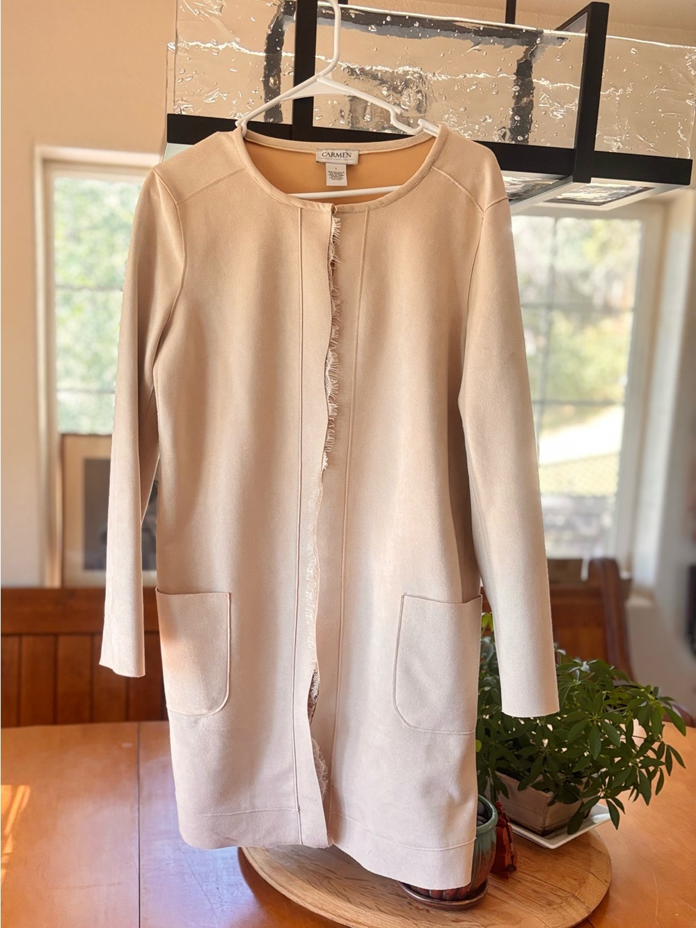 Carmen Marc Valvo Faux Suede Cardigan Jacket. Size L